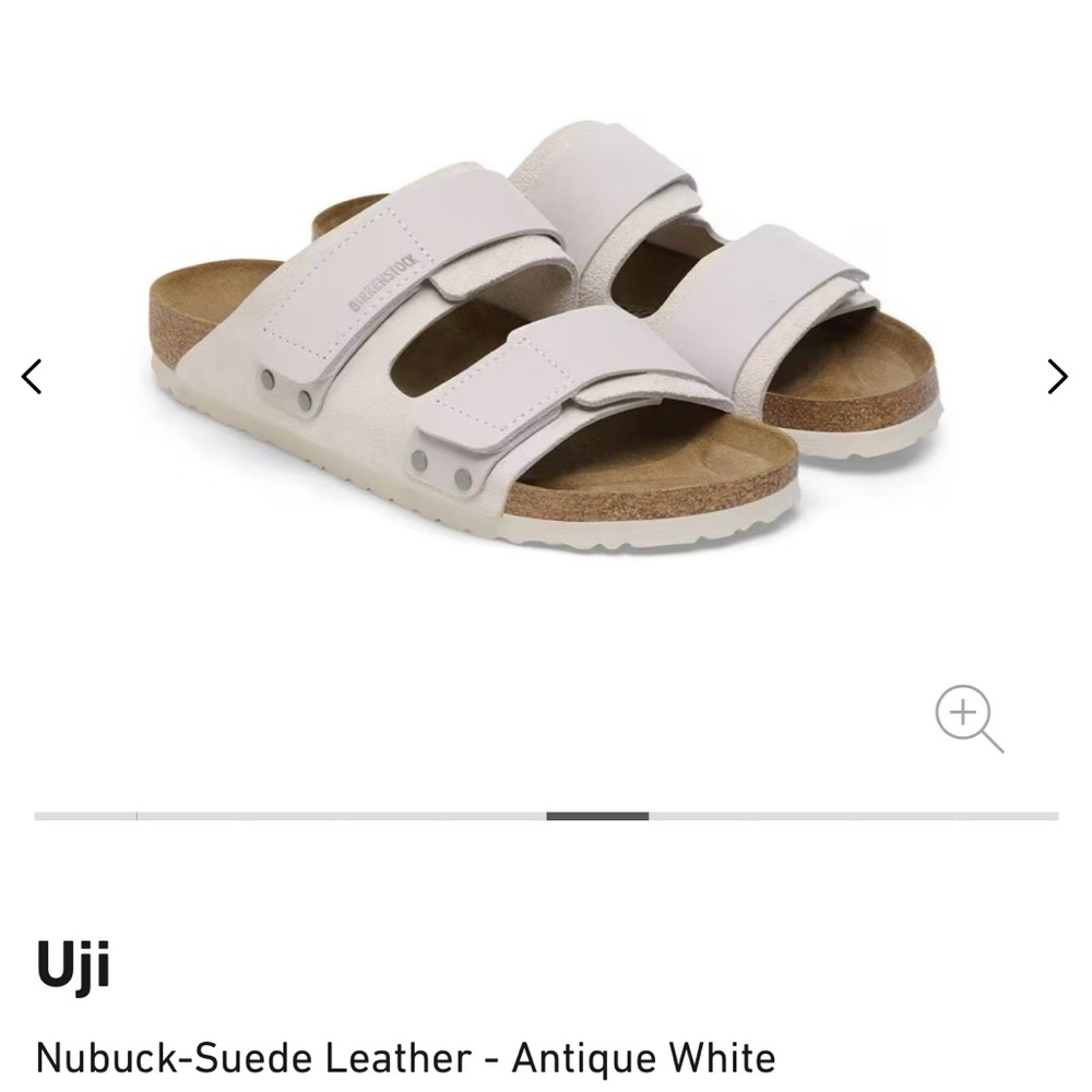 Birkenstock Uji Antique white Nubuck-Suede Leather Sandals